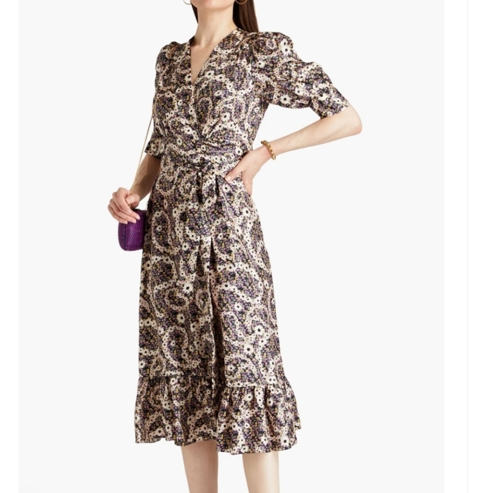 Sandro Floral Midi Wrap Dress - Picture 2 of 12